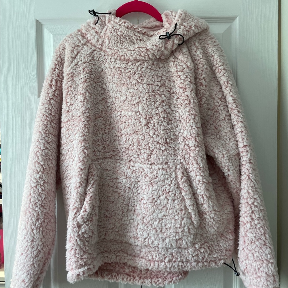PINK pink and white sherpa hoodie